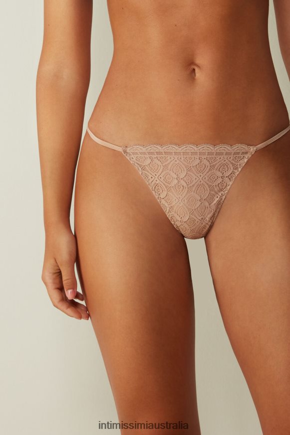 Intimissimi Women 044-Soft Beige Underwear 0RJT481089 Lace Thong with Side Straps