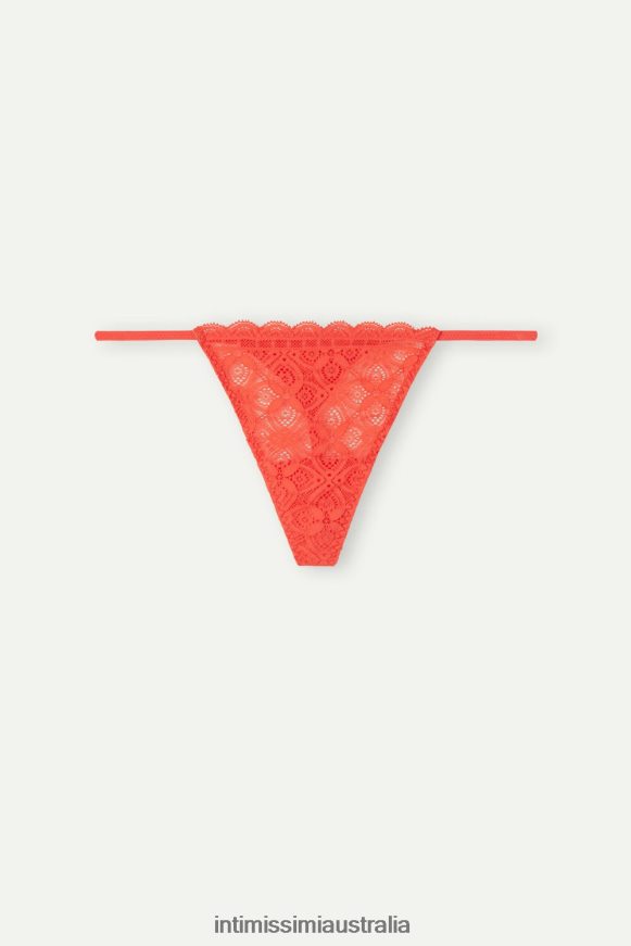 Intimissimi Women 219J-Flame Scarlet Underwear 0RJT48981 Lace Thong with Side Straps