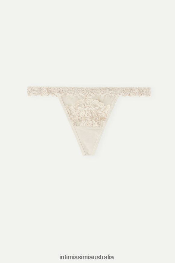Intimissimi Women 2280-Pink Silk Underwear 0RJT481017 Pretty Flowers Thong with Side Straps