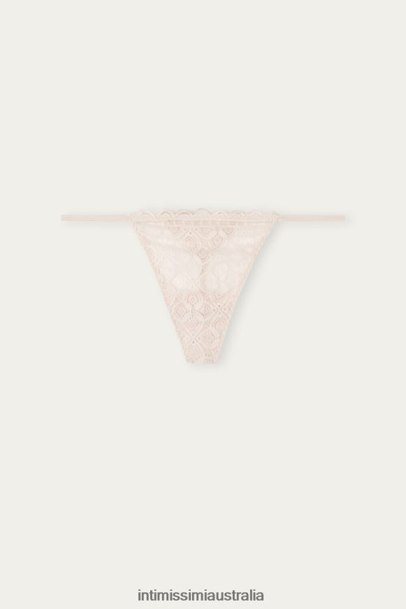 Intimissimi Women 2280-Pink Silk Underwear 0RJT481071 Lace Thong with Side Straps