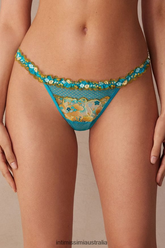 Intimissimi Women 236J-Summer Turquoise Blue Underwear 0RJT48929 Summer Vibes Thong with Side Straps