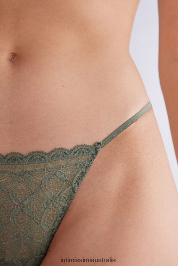 Intimissimi Women 344J-Salvia Green Underwear 0RJT48909 Lace Thong with Side Straps