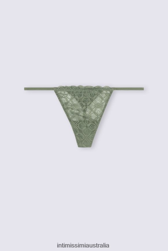 Intimissimi Women 344J-Salvia Green Underwear 0RJT48909 Lace Thong with Side Straps