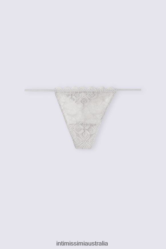 Intimissimi Women 347J-Ice Grey Underwear 0RJT48897 Lace Thong with Side Straps