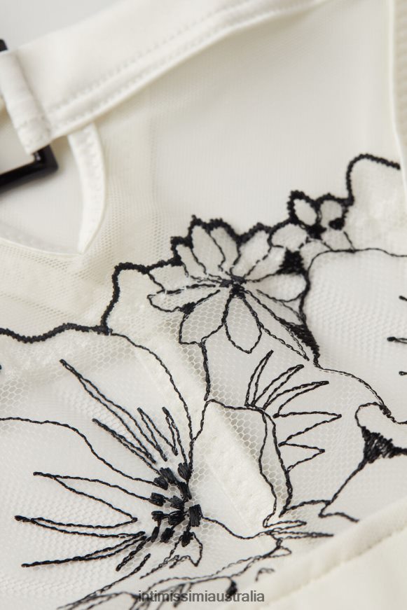 Intimissimi Women 4718-Powder White/Black Underwear 0RJT48959 Pure Joy Thong with Side Straps