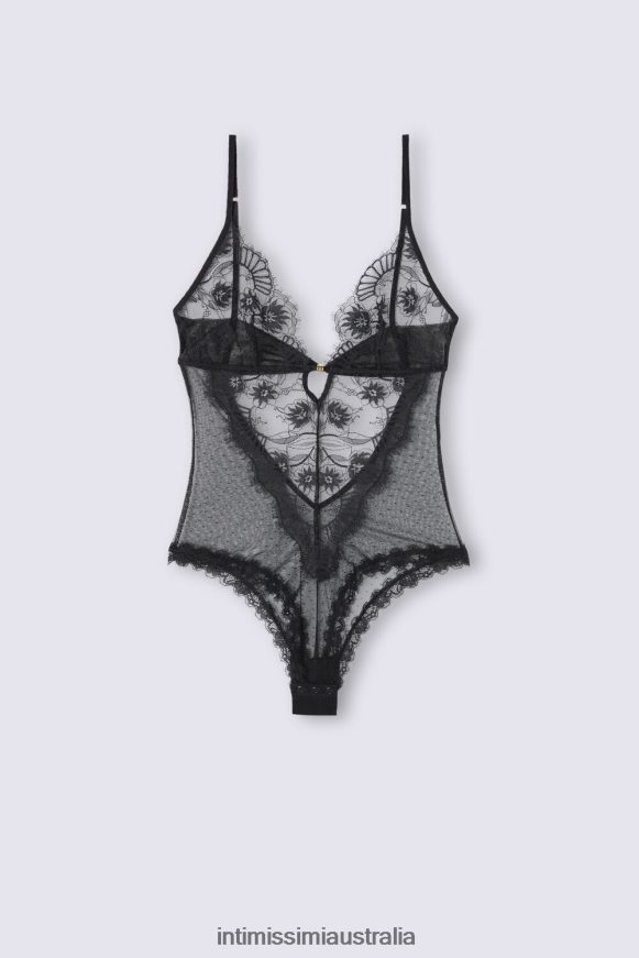 Intimissimi Women 019-Black Apparel 0RJT481204 Sensual Flowers Tulle and Lace Bodysuit