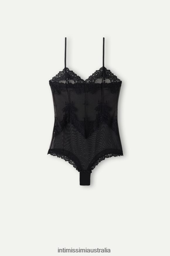 Intimissimi Women 019-Black Apparel 0RJT481229 Pretty Flowers Lace and Tulle Body
