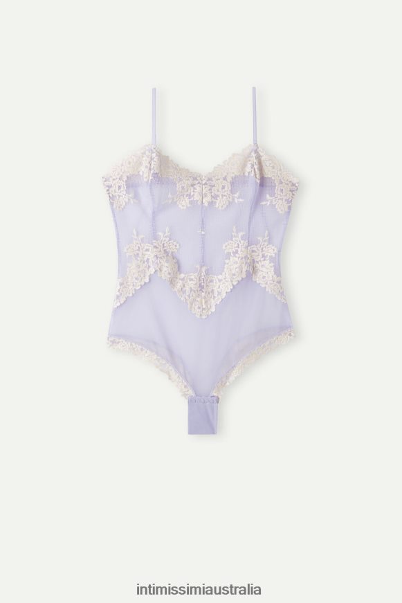 Intimissimi Women 214J-Sweet Lavender/Ivory Apparel 0RJT481216 Pretty Flowers Lace and Tulle Body