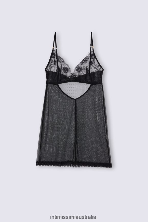 Intimissimi Women 019-Black Apparel 0RJT481205 Sensual Flowers Tulle and Lace Babydoll