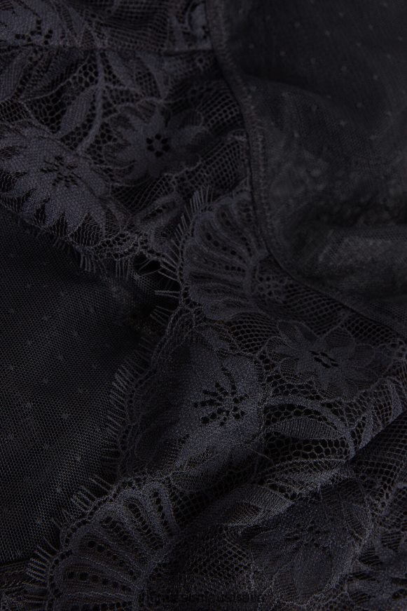 Intimissimi Women 019-Black Apparel 0RJT481205 Sensual Flowers Tulle and Lace Babydoll