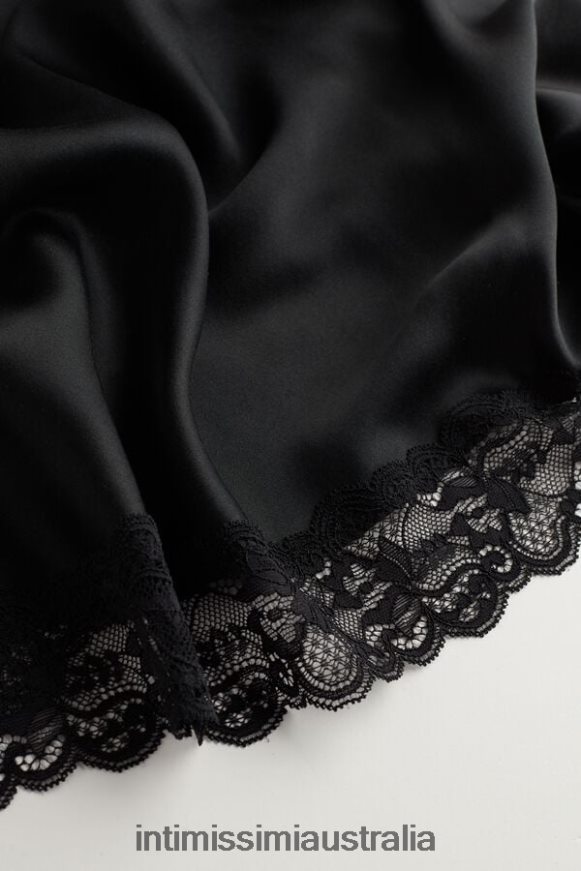 Intimissimi Women 019-Black Apparel 0RJT481253 Silk Slip with Lace Insert Detail