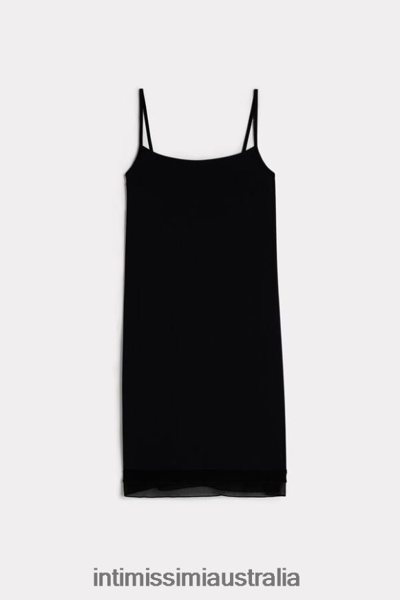 Intimissimi Women 019-Black Apparel 0RJT481257 Georgette-Ruffle Microfibre Slip