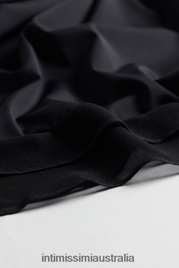 Intimissimi Women 019-Black Apparel 0RJT481257 Georgette-Ruffle Microfibre Slip