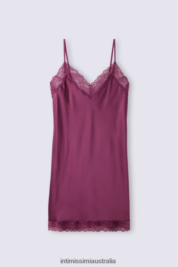Intimissimi Women 345J-Purple Wine Apparel 0RJT481201 Silk Slip with Lace Insert Detail