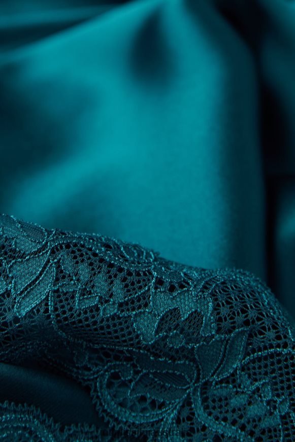 Intimissimi Women 346J-Teal Blue Apparel 0RJT481208 Silk Slip with Lace Insert Detail