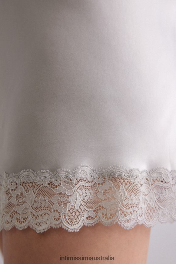 Intimissimi Women 347J-Ice Grey Apparel 0RJT481207 Silk Slip with Lace Insert Detail