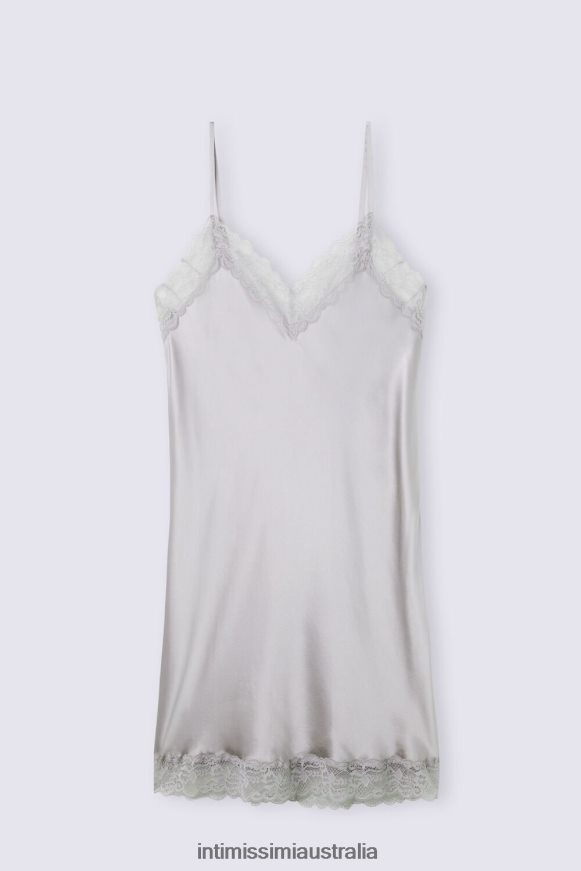 Intimissimi Women 347J-Ice Grey Apparel 0RJT481207 Silk Slip with Lace Insert Detail