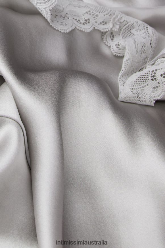 Intimissimi Women 347J-Ice Grey Apparel 0RJT481207 Silk Slip with Lace Insert Detail