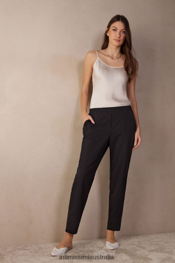 Intimissimi Women 019-Black Apparel 0RJT481330 Full-Length Trousers with Pockets