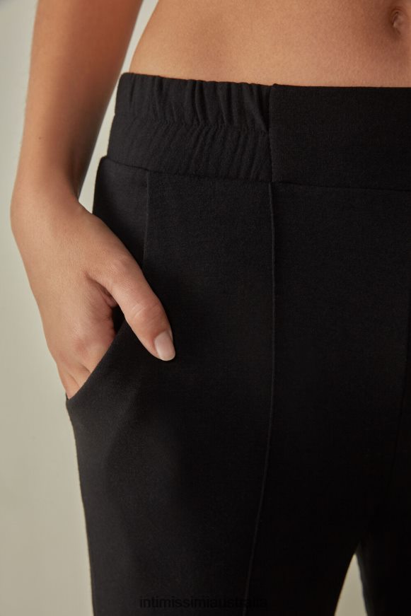 Intimissimi Women 019-Black Apparel 0RJT481380 Modal Fleece with Cashmere Palazzo Trousers
