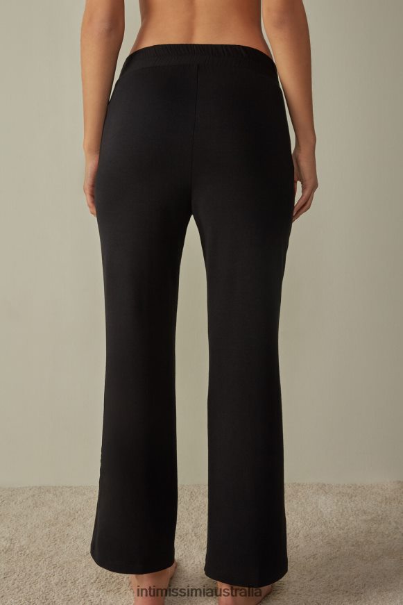 Intimissimi Women 019-Black Apparel 0RJT481380 Modal Fleece with Cashmere Palazzo Trousers