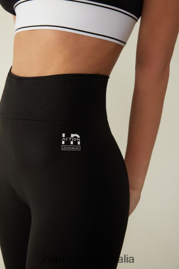 Intimissimi Women 019-Black Apparel 0RJT481399 In Action Stretch Organic Cotton Capri Leggings