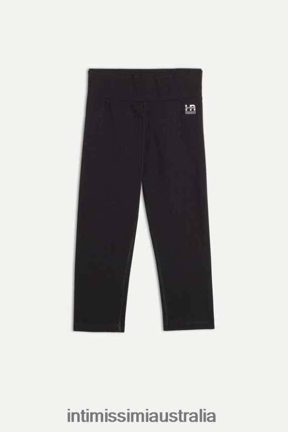 Intimissimi Women 019-Black Apparel 0RJT481399 In Action Stretch Organic Cotton Capri Leggings