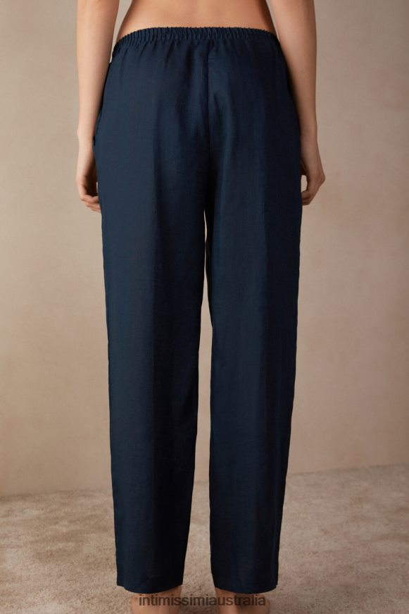 Intimissimi Women 243J-Sailor Blue Apparel 0RJT481298 Plain-Weave Linen Trousers