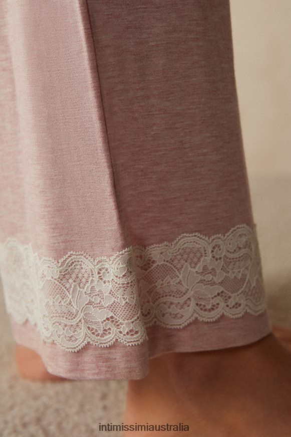 Intimissimi Women 008J-Light Pink Melange Apparel 0RJT481580 Full-Length Modal Trousers with Lace Details