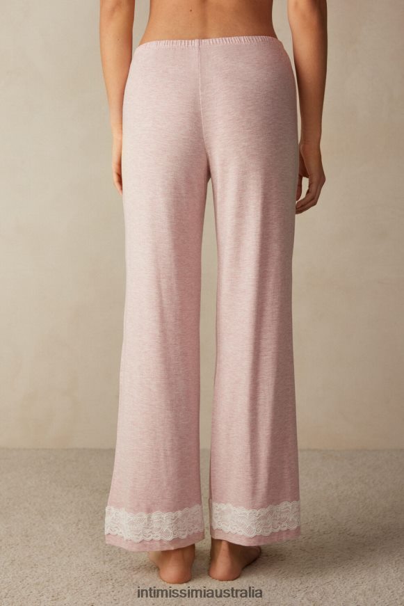Intimissimi Women 008J-Light Pink Melange Apparel 0RJT481580 Full-Length Modal Trousers with Lace Details