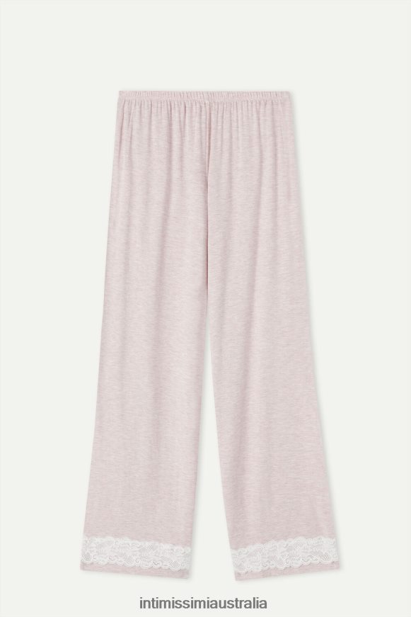 Intimissimi Women 008J-Light Pink Melange Apparel 0RJT481580 Full-Length Modal Trousers with Lace Details