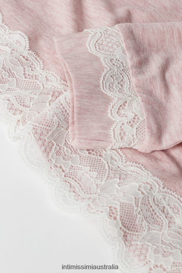 Intimissimi Women 008J-Light Pink Melange Apparel 0RJT481621 Long-Sleeve Round-Neck Modal Top