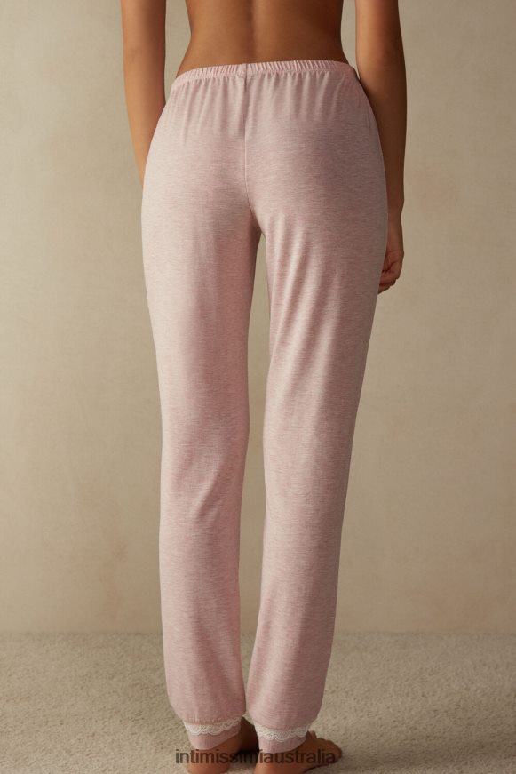 Intimissimi Women 008J-Light Pink Melange Apparel 0RJT481622 Long Modal Trousers with Lace Details