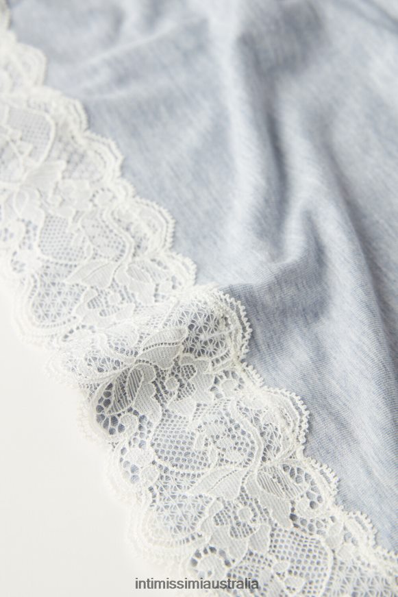 Intimissimi Women 009J-Light Blue Melange Apparel 0RJT481619 Long-Sleeve Round-Neck Modal Top