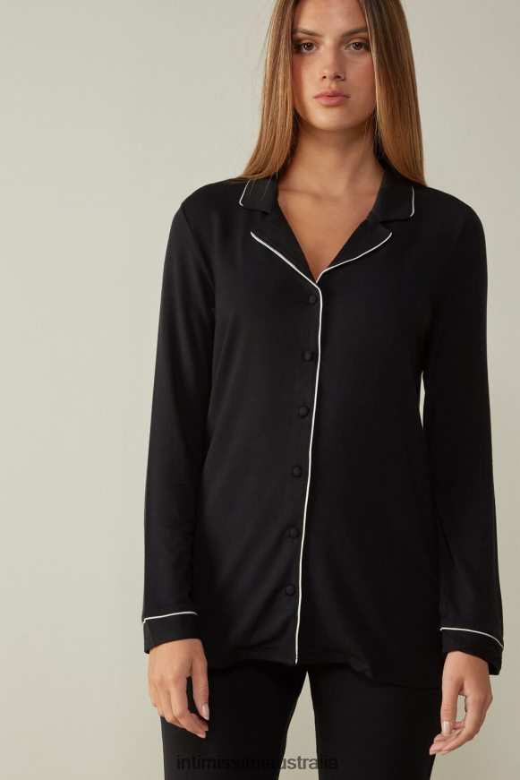 Intimissimi Women 019-Black Apparel 0RJT481670 Long-Sleeve Micromodal Jacket