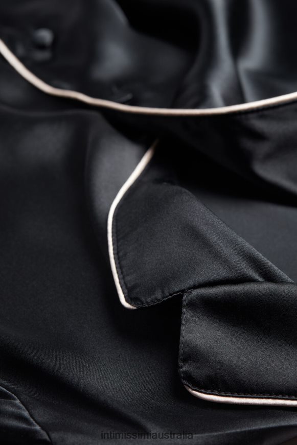 Intimissimi Women 019-Black Apparel 0RJT481680 Mannish-Cut Jacket in Silk Satin