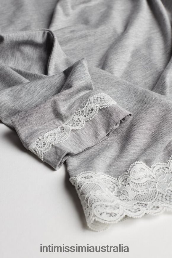 Intimissimi Women 031-Light Grey Melange Apparel 0RJT481677 Long-Sleeve Round-Neck Modal Top