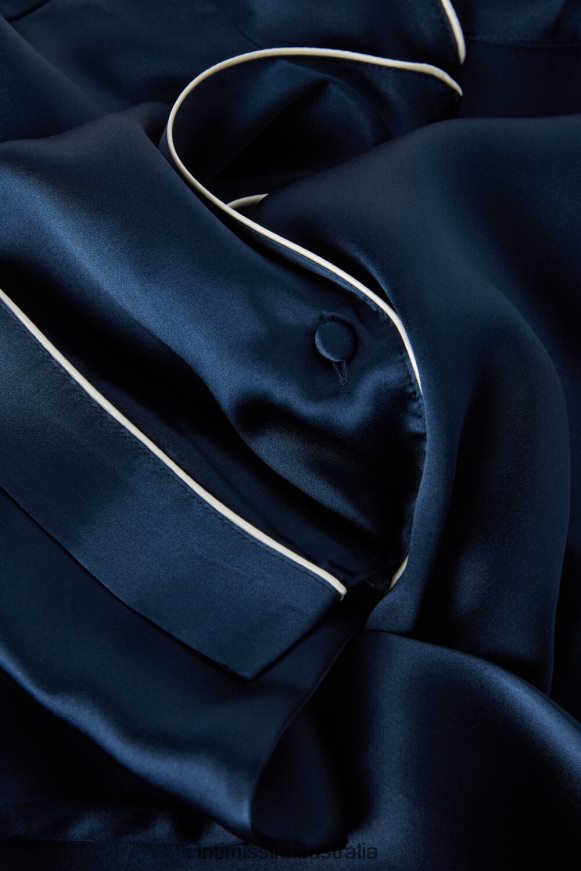 Intimissimi Women 1467-Intense Blue Apparel 0RJT481576 Mannish-Cut Jacket in Silk Satin