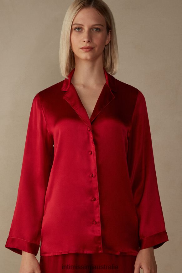 Intimissimi Women 1473-Red Apparel 0RJT481650 Mannish-Cut Jacket in Silk Satin
