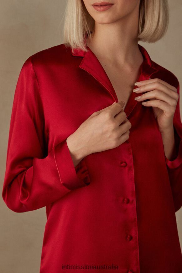Intimissimi Women 1473-Red Apparel 0RJT481650 Mannish-Cut Jacket in Silk Satin