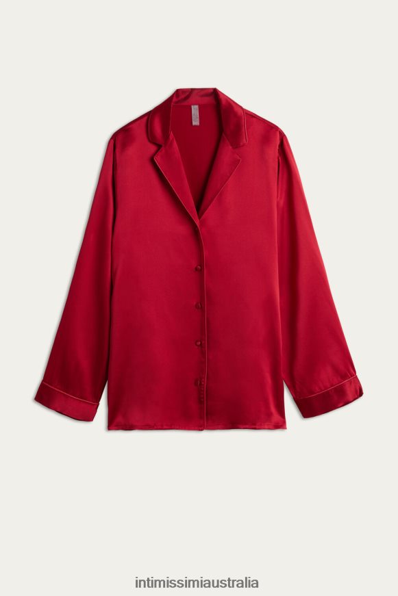 Intimissimi Women 1473-Red Apparel 0RJT481650 Mannish-Cut Jacket in Silk Satin