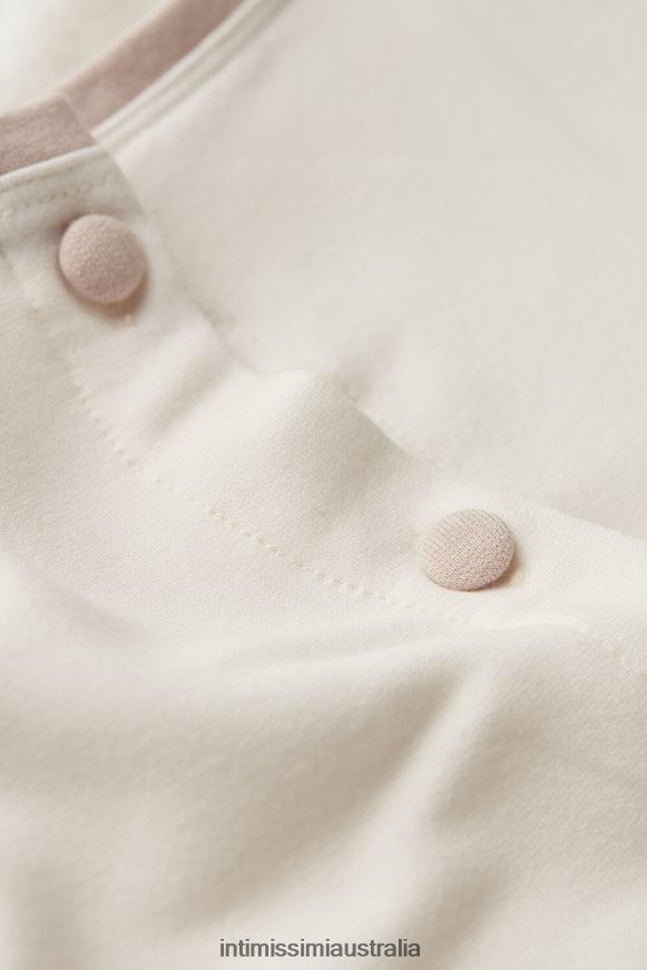 Intimissimi Women 157J-Powder White/Antique Pink Apparel 0RJT481589 Romantic Bedroom Modal with Wool Button-Down Top