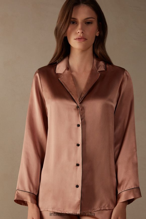 Intimissimi Women 163I-Satin Pink Apparel 0RJT481664 Mannish-Cut Jacket in Silk Satin