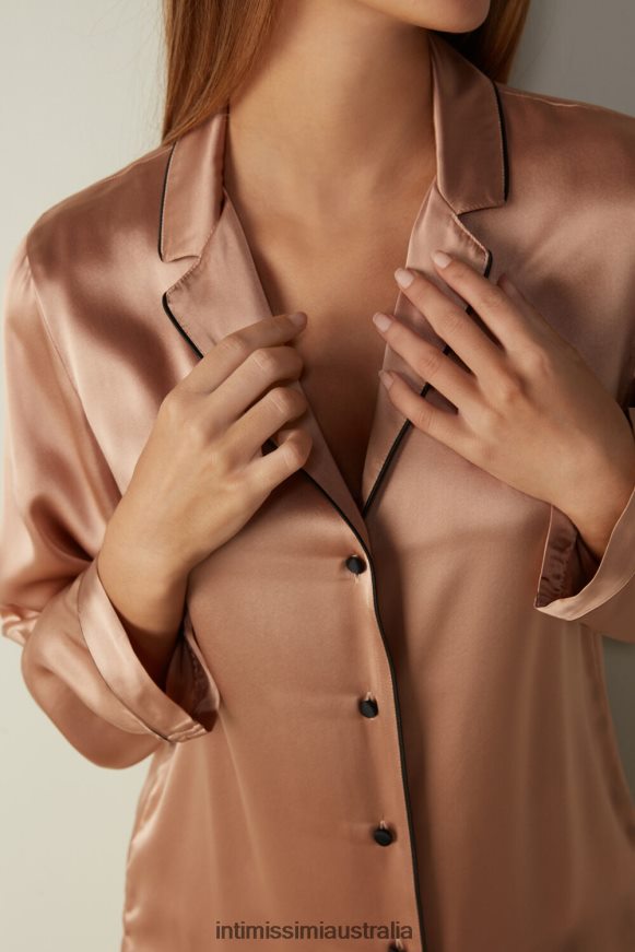 Intimissimi Women 163I-Satin Pink Apparel 0RJT481664 Mannish-Cut Jacket in Silk Satin