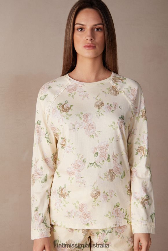 Intimissimi Women 205J-Scent Of Roses Print Apparel 0RJT481549 Scent of Roses Long-Sleeved Cotton Top