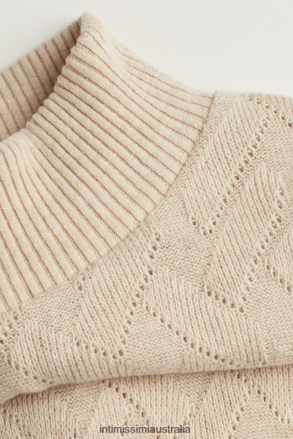 Intimissimi Women 2106-Beige Blend Apparel 0RJT481610 Winter Braid Jacquard Long-Sleeved Jumper