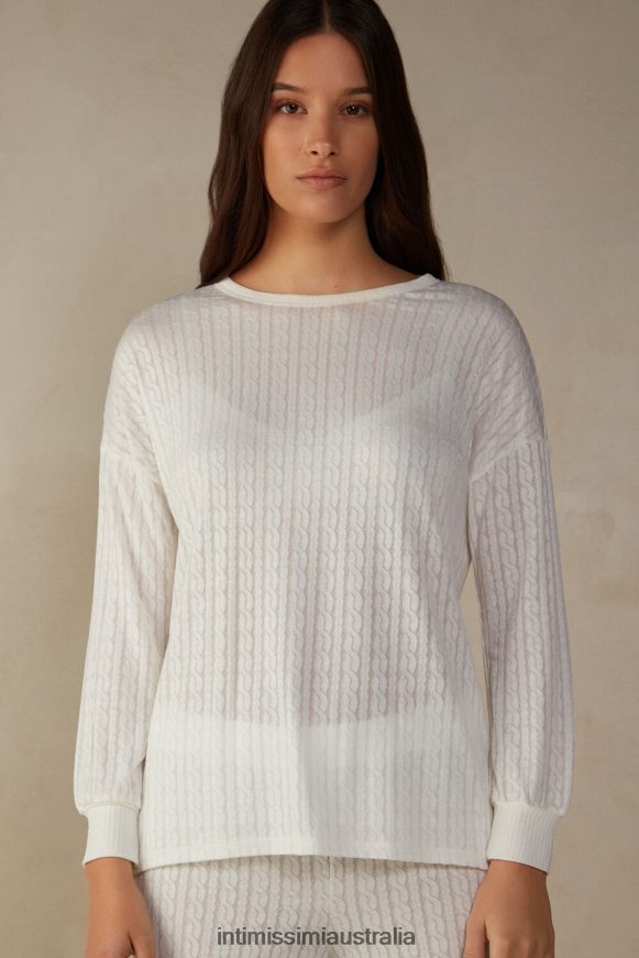Intimissimi Women 2127-Powder White Apparel 0RJT481600 Timeless Heritage Long-Sleeved Jumper