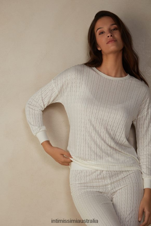 Intimissimi Women 2127-Powder White Apparel 0RJT481600 Timeless Heritage Long-Sleeved Jumper