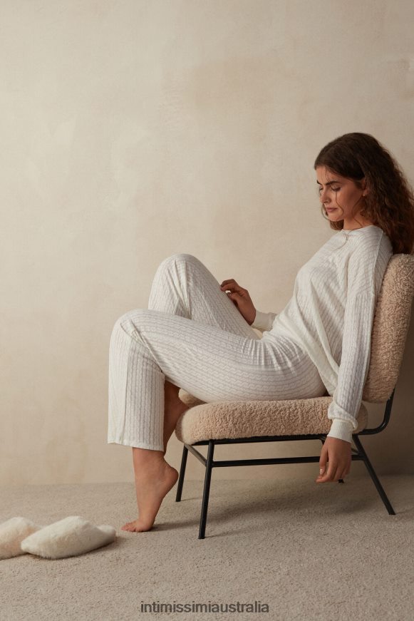 Intimissimi Women 2127-Powder White Apparel 0RJT481601 Timeless Heritage Full-Length Trousers