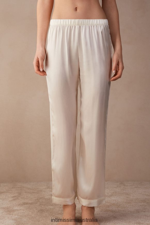Intimissimi Women 2127-Powder White Apparel 0RJT481669 Silk Satin Trousers